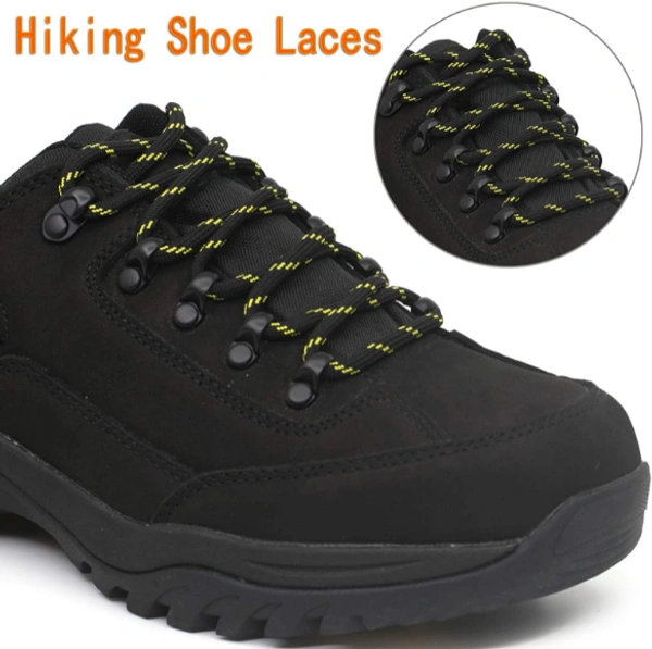 GRAH SANGRAH® (2 Pair) Shoelaces for Hiking Shoes, Outdoor Walking Sneakers, Outdoor Hiking, Climbing, Basketball, Work Boot, Running , Sport Shoes - 120 cm, Black Yellow
